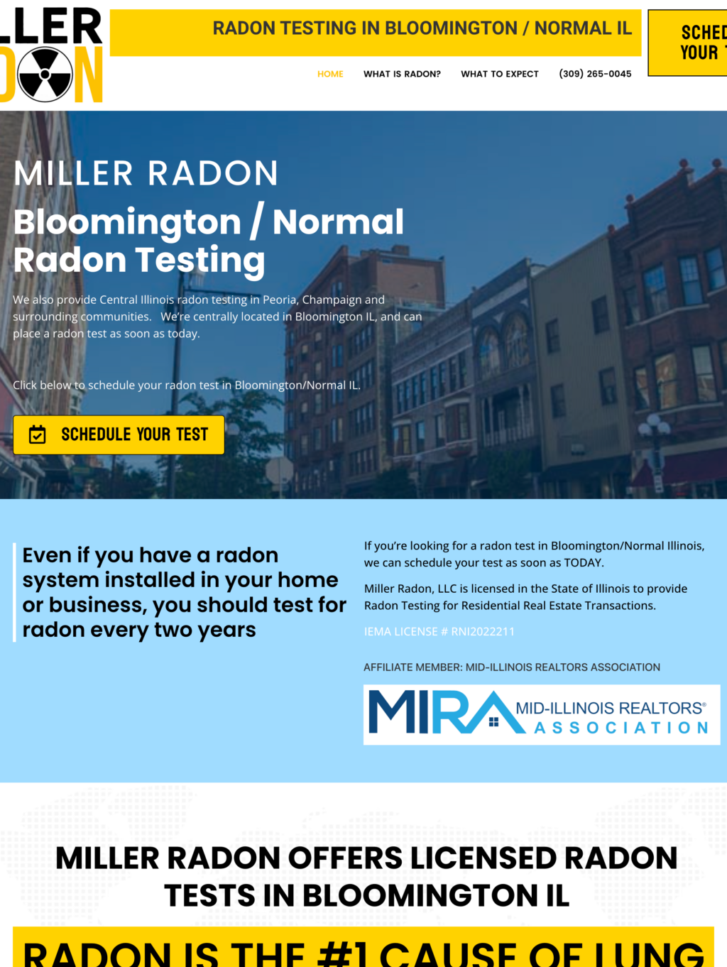 Miller Radon website built by Service Booster