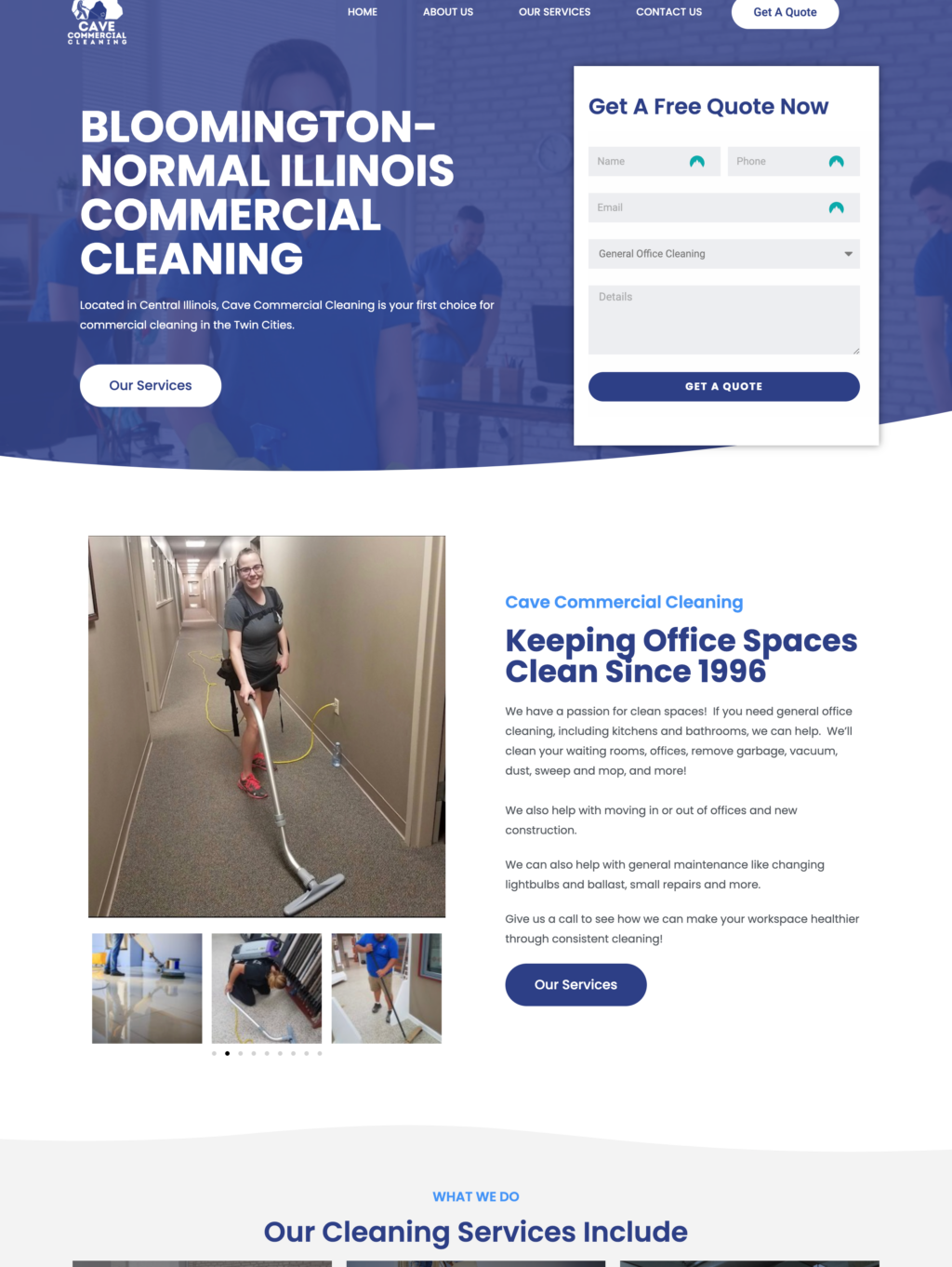 Cave Cleaning website built by Service Booster