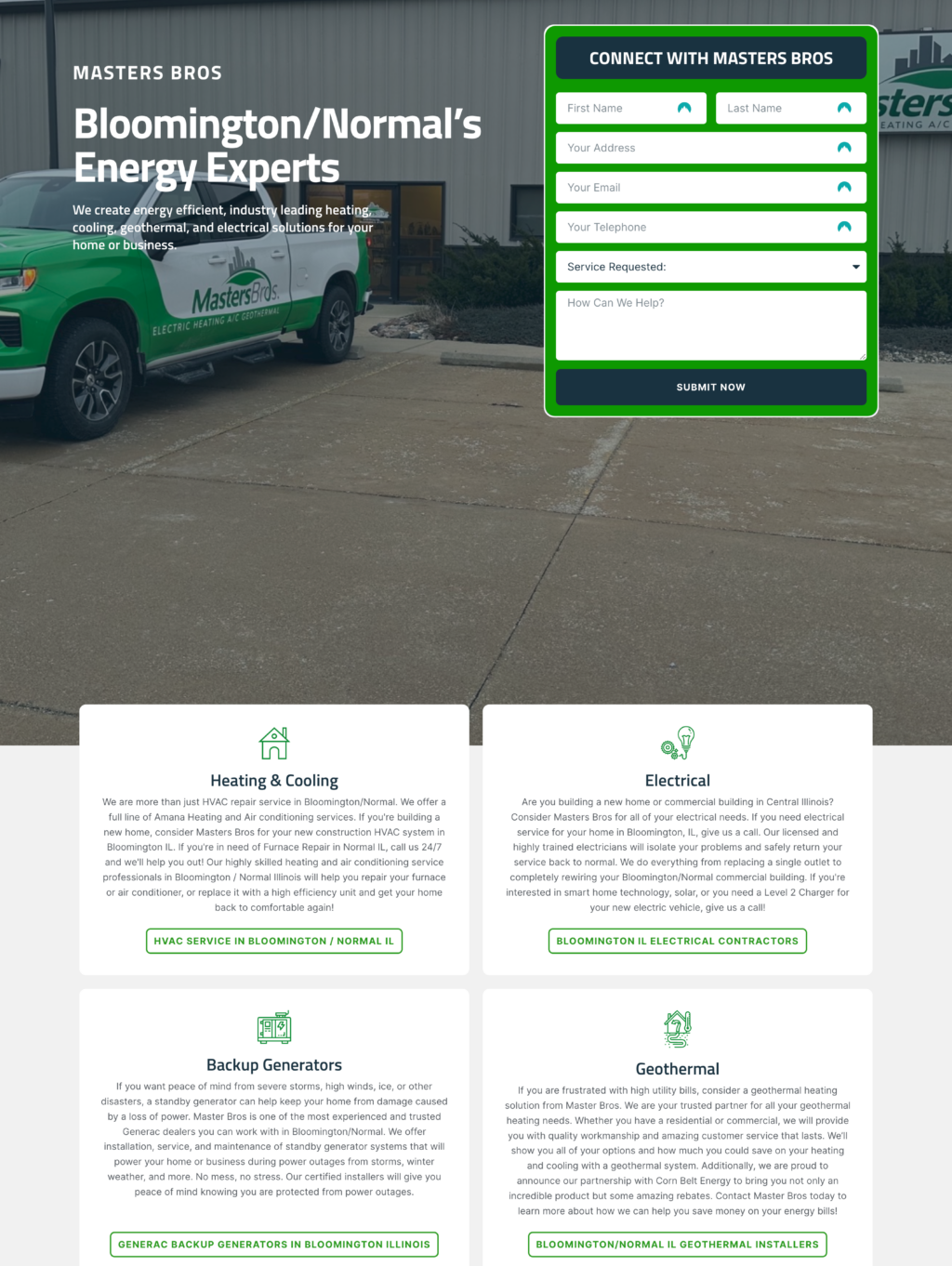 Masters Brothers website built by Service Booster