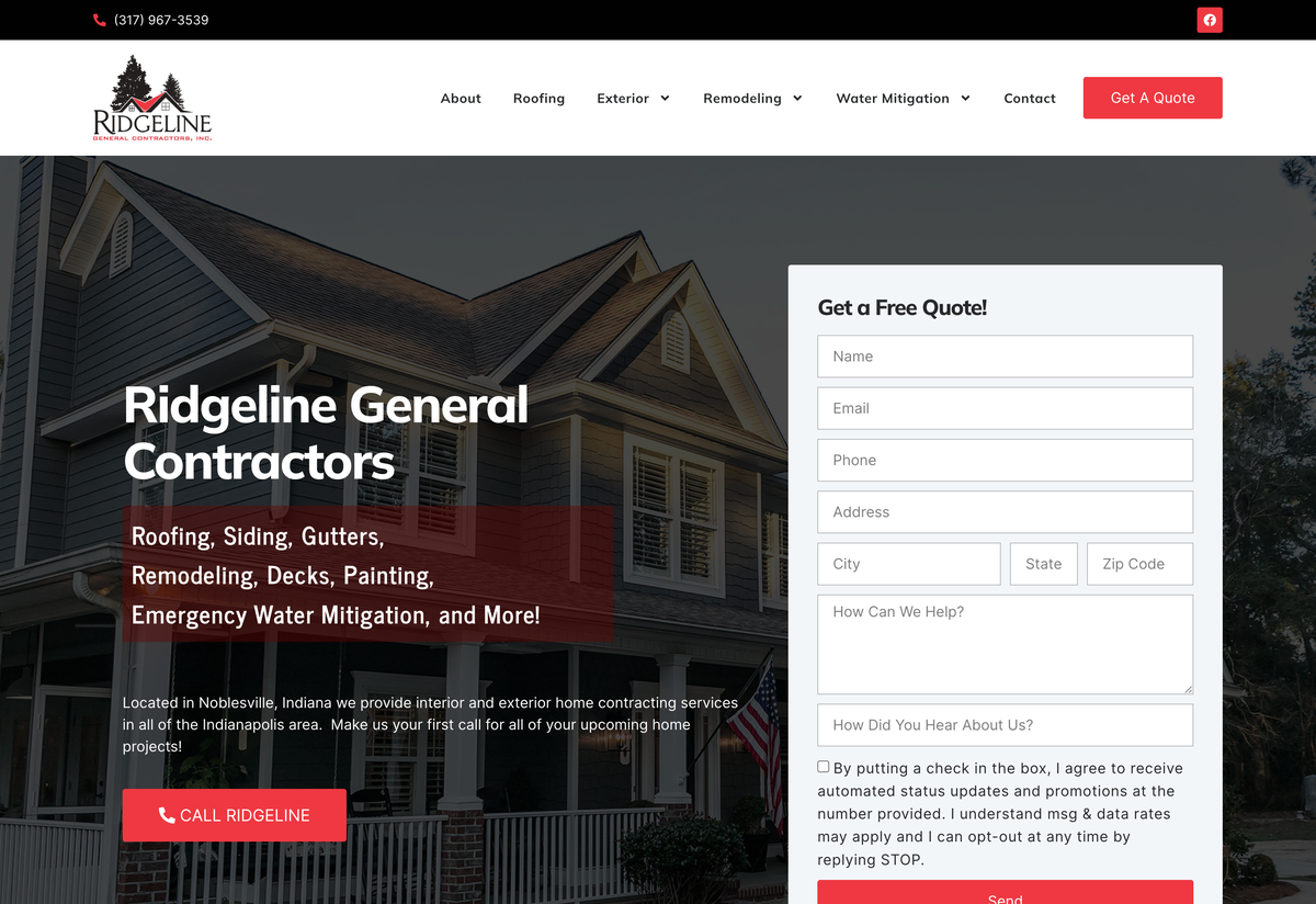 Ridgeline General Contracting website built by Service Booster